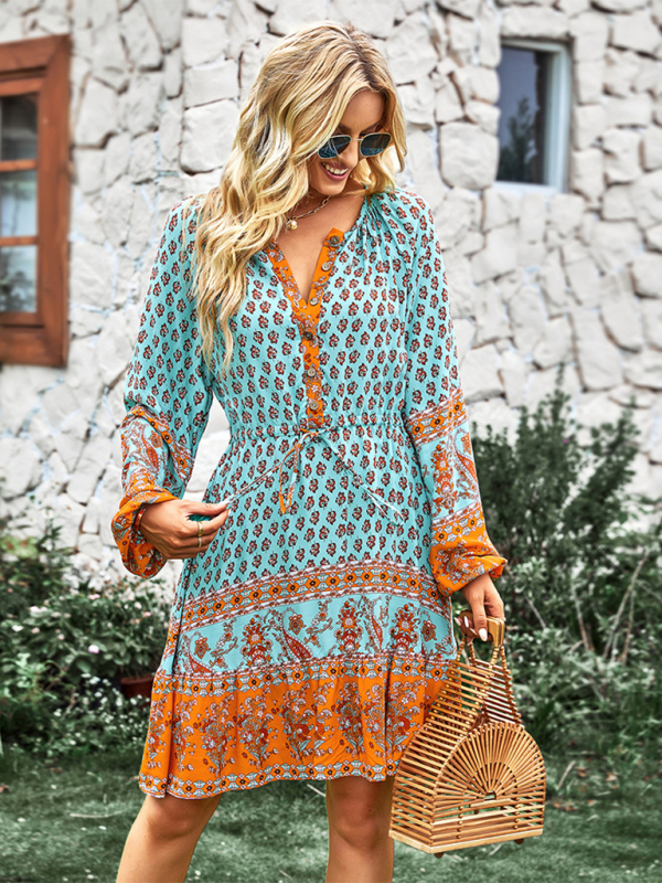 Bohemian Print Vacation Dress for Women - Image 9