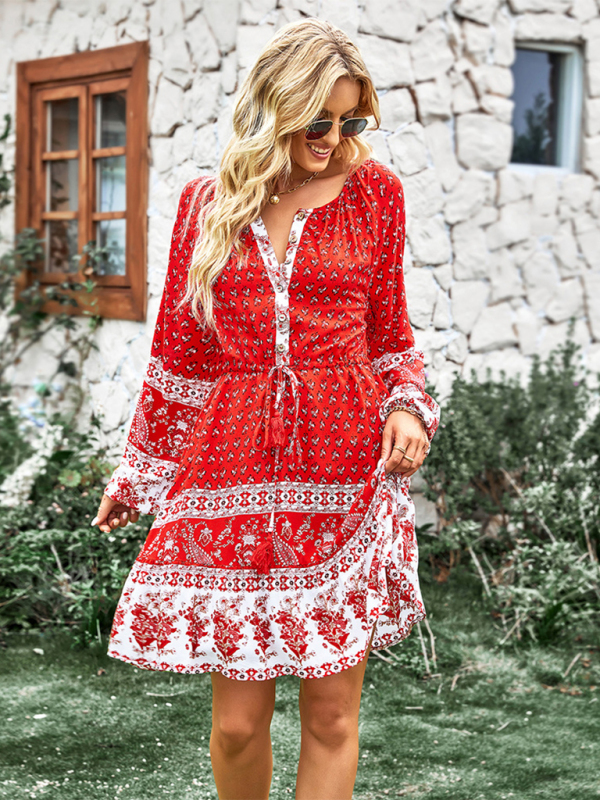 Bohemian Print Vacation Dress for Women - Image 3