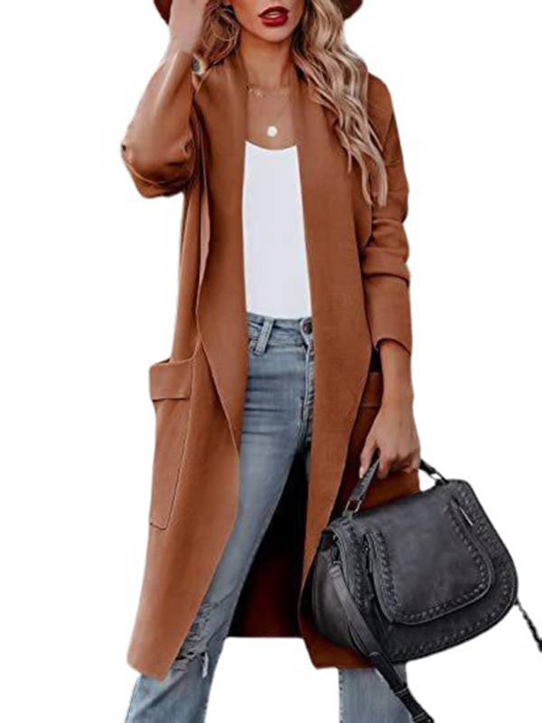 Women's casual long high-end women's woolen slim coat coat for women - Image 5