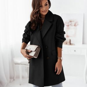 Long sleeve suit collar double breasted woolen coat new style temperament