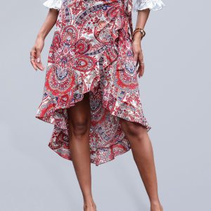 Women's one piece ethnic print beach skirt