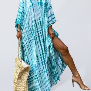 Cotton printed beach blouse gown holiday sun protection shirt bikini blouse holiday dress