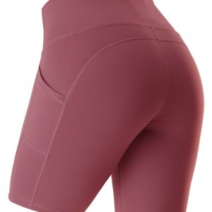 Ladies Stitching Five Point Sports Pocket Tight Fitness High Waist Hip Lifting Cycling Yoga Shorts