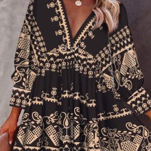 Women's Bohemian Ethnic Style 3/4 Sleeve Dress
