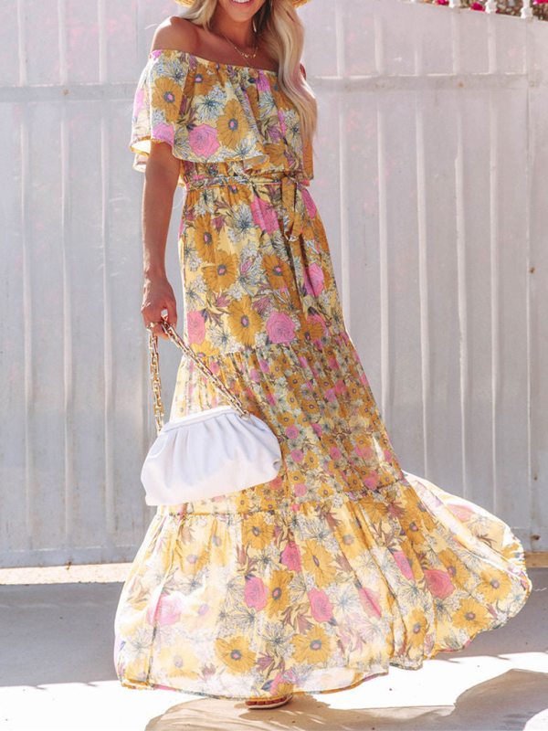 New one-shoulder printed long swing dress - Image 10