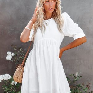 New spring and summer new women's solid color dress