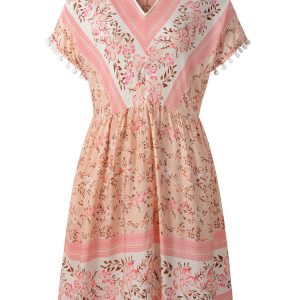 Bohemian Summer Floral Woven Sleeveless Dress