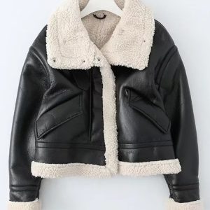 PU fur all-in-one motorcycle suit short temperament high-necked fur coat