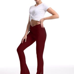Slit Micro High Waist Elastic Hip Lifting Abdomen Dance Casual Sports Trousers