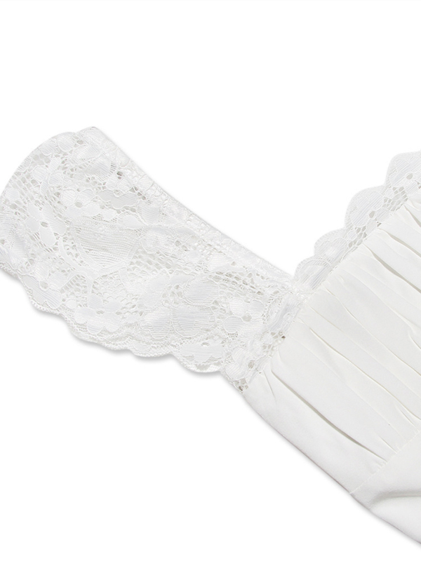 Lace Square Neck Slip Dress Slim Backless White French Dress - Image 3