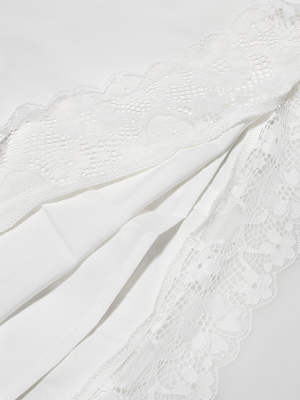 Lace Square Neck Slip Dress Slim Backless White French Dress - Image 4