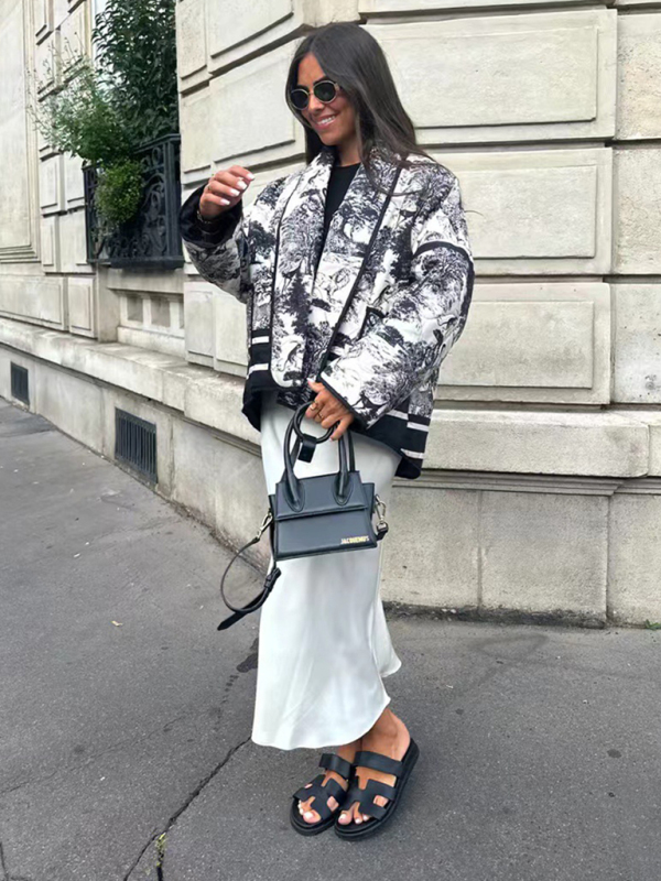 New printed cotton-padded jacket with double pockets - Image 5