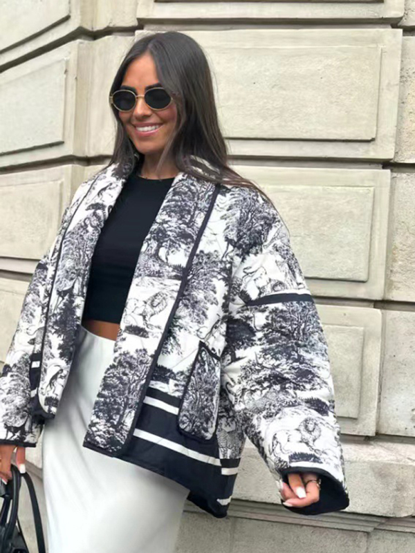 New printed cotton-padded jacket with double pockets - Image 15