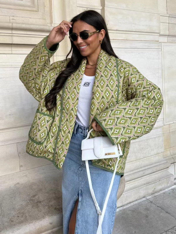 New printed cotton-padded jacket with double pockets - Image 6