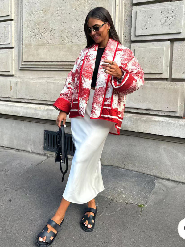 New printed cotton-padded jacket with double pockets - Image 7