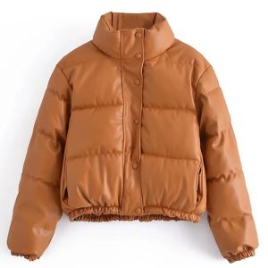 New style stand collar single breasted slim fit padded coat