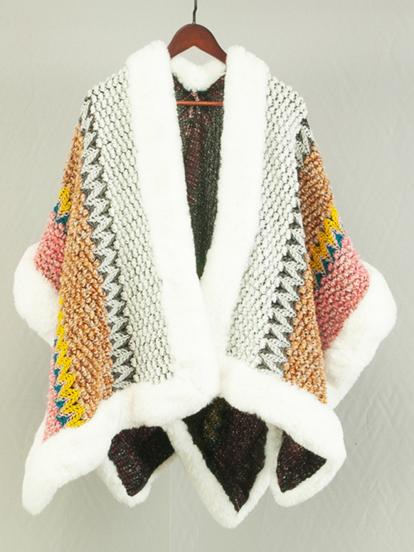 Women's new cape with stylish thickened cardigan mid-length loose coat - Image 5