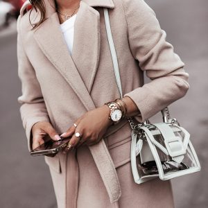 Women's Long Sleeve V Neck Tie Wool Jacket