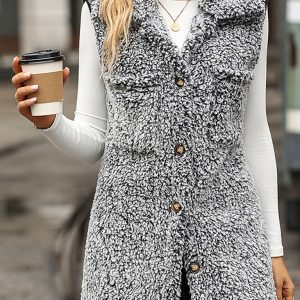 New autumn and winter lapel sleeveless long loose casual cardigan vest