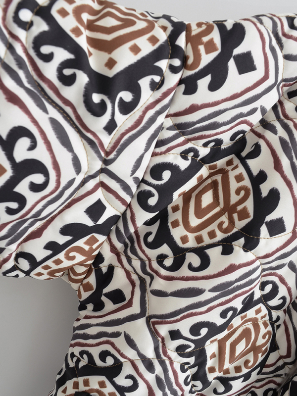 New fashionable printed fake two-piece contrasting color small stand-up collar cotton coat - Image 2