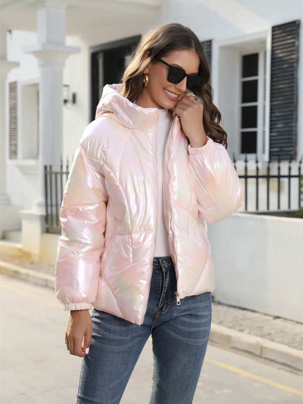 New Fashionable Shiny Cotton Hooded Bread Jacket Warm Cotton Jacket - Image 8