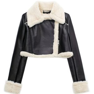 Women's Casual Reversible Short Motorcycle Jacket