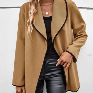 Women's Elegant Long Sleeve Loose Woolen Jacket