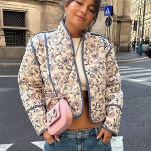 Women's fashion versatile cotton double-sided fabric jacket cotton jacket (reversible)