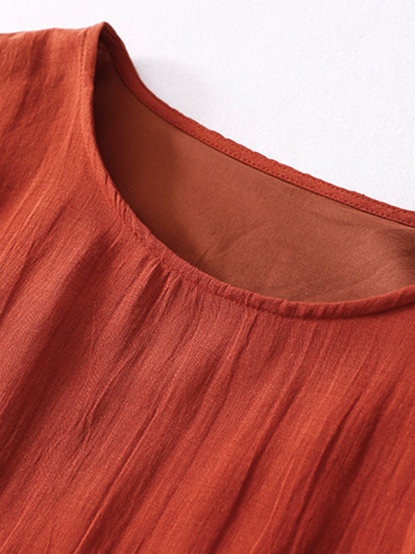 New literary retro casual loose embroidered long dress with large hem - Image 2