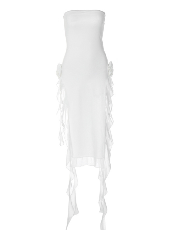 Women's Sexy Style Breast-Wrapped Splicing Lace Exposed Leg-Slit Dress - Image 7