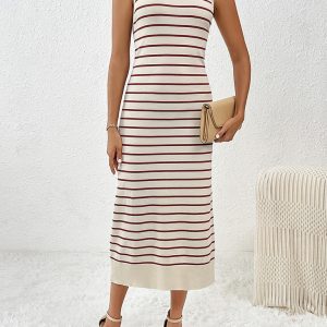 Sleeveless patchwork pullover fashionable striped women's sweater