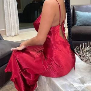 New solid color strapless backless sexy swing neck evening dress
