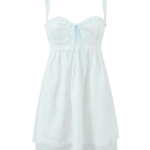 New lace suspender square neck cute mini dress