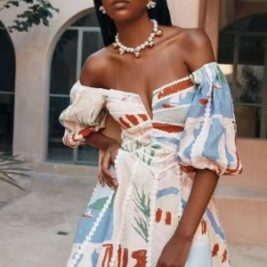 New arrival three-dimensional lace short-sleeved dress