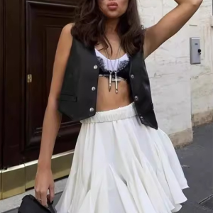 New Fashion High Waist Pleated Short Skirt