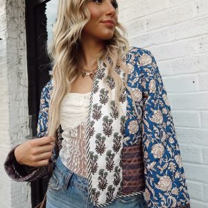 Reversible printed quilted jacket