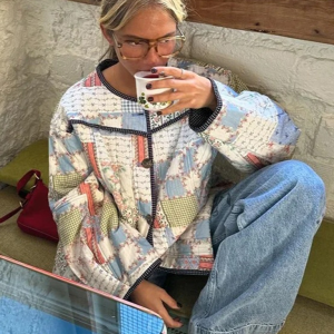 Floral Print Wrap Cotton Jacket