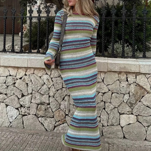 Striped knit dress