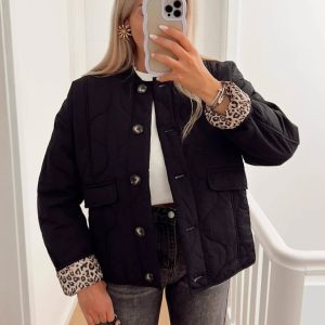 Women's Quilted Button Cotton Jacket Fashionable and Comfortable Retro Casual Outerwear Jacket