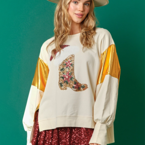 Women's Christmas Sequin Long Sleeve Top Pullover Casual Sweatshirt