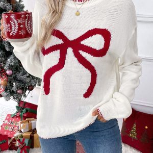 Loose Long Sleeve Crewneck Christmas Sweater