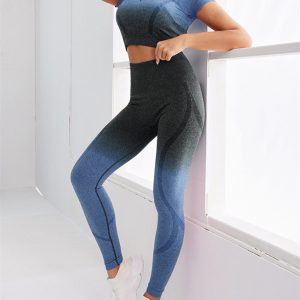 Women's Gradient Hang Dye Seamless Yoga Two-Piece Suit