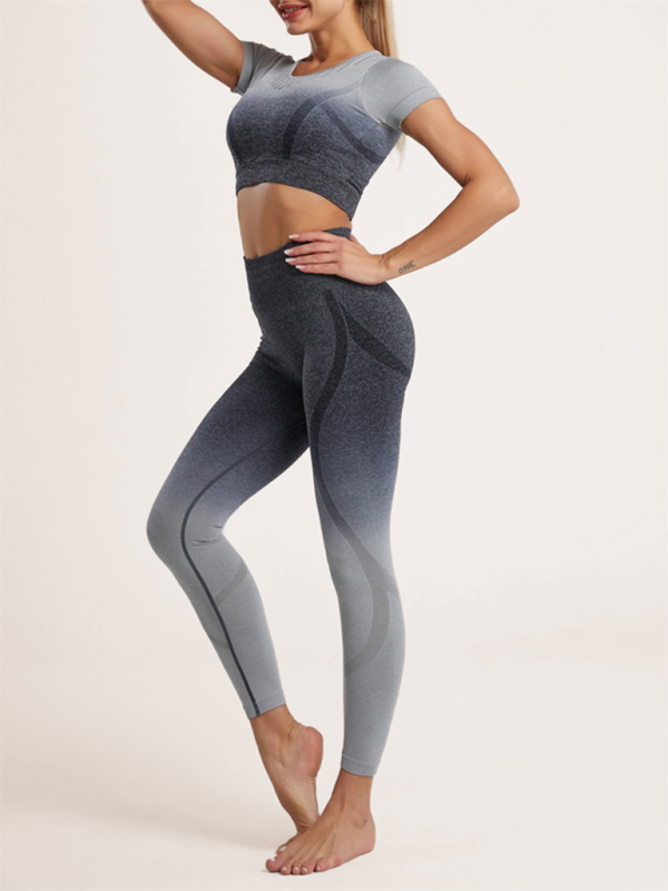 Women's Gradient Hang Dye Seamless Yoga Two-Piece Suit - Image 2